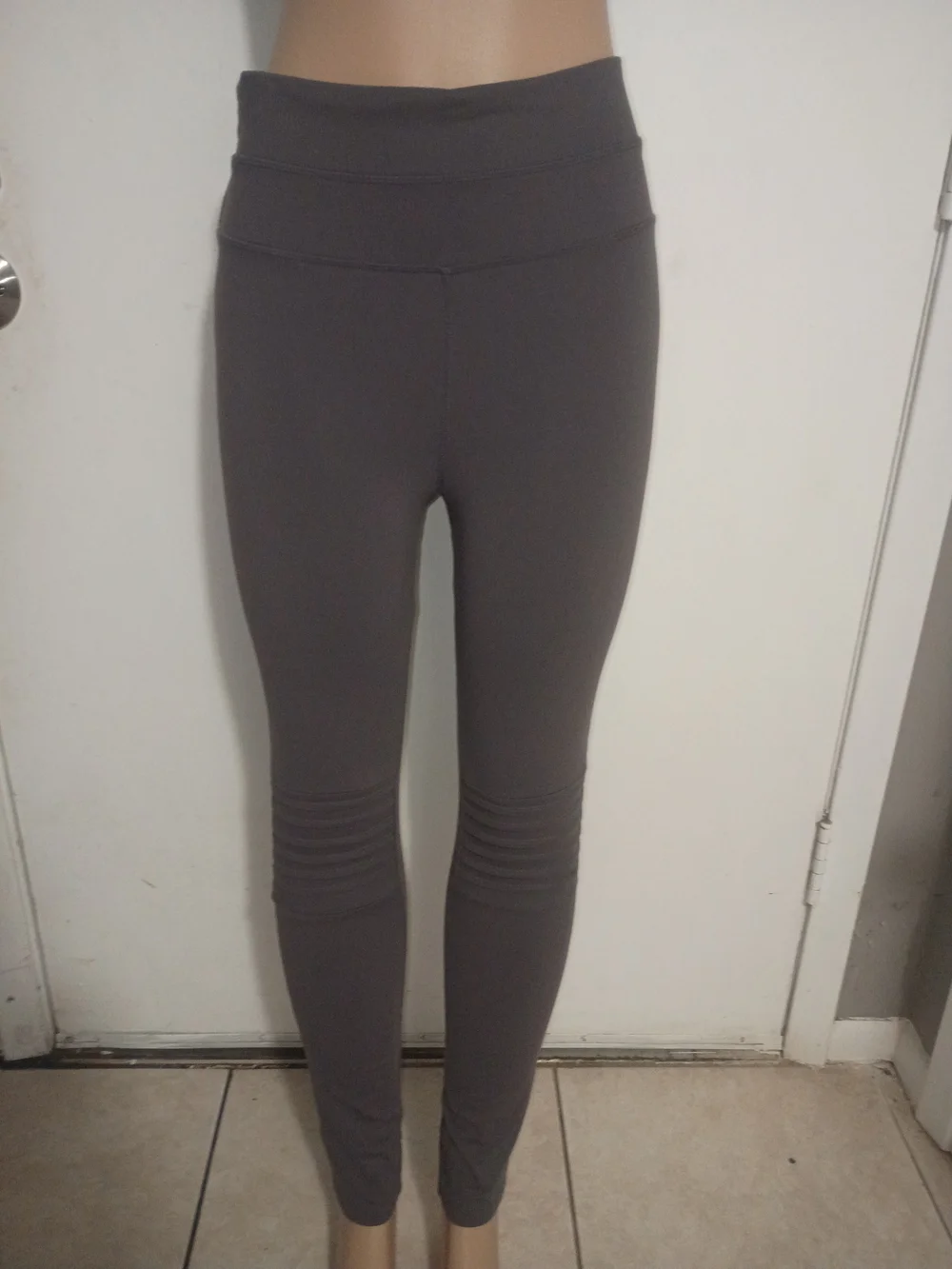 Free People Gray High-Waist Ribbed Knee Leggings